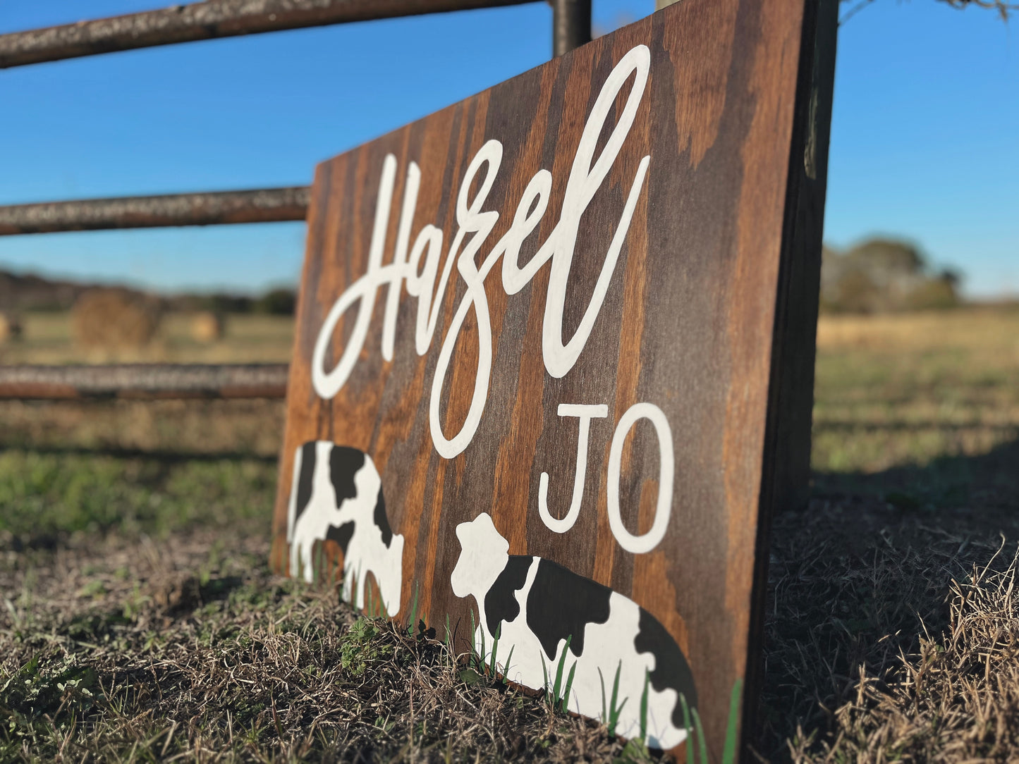 Cow Nursery Sign